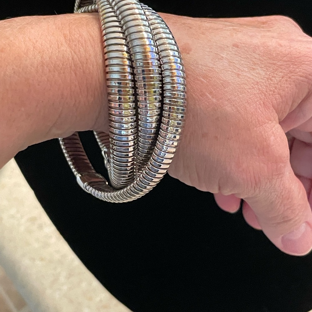 Silver/Bronze Interlocking Stretch Bracelet - image 3